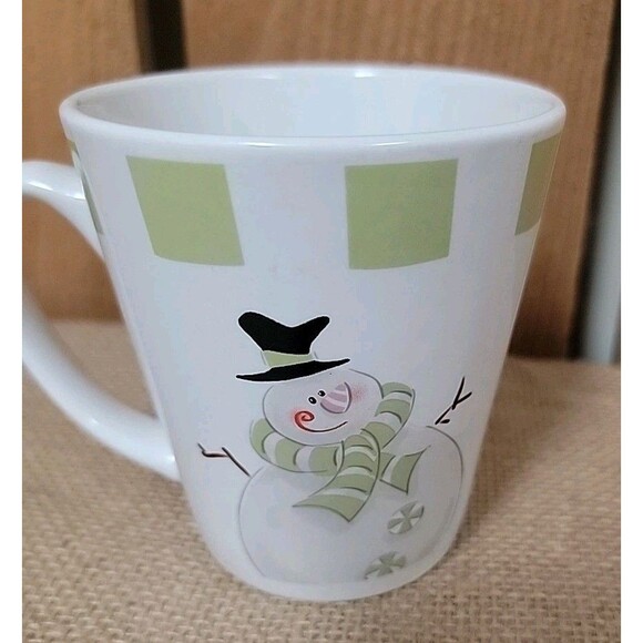 Snowman Winter Christmas Holiday Coffee/Tea Mug Pacific Island Creations Green - Picture 1 of 4